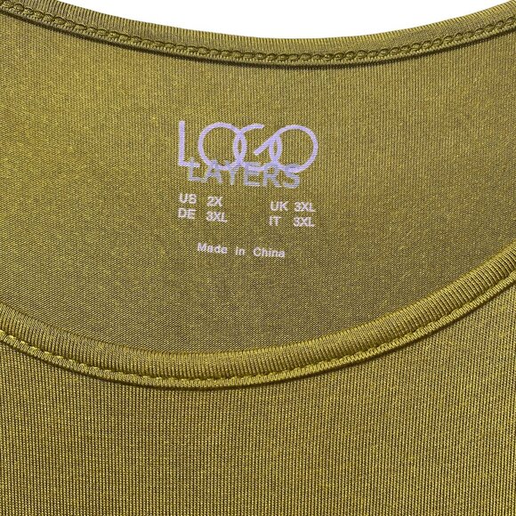 LOGO by Lori Goldstein Womens Top Tunic Tank Plus Size 2X Green Stretch Rayon - Picture 4 of 8
